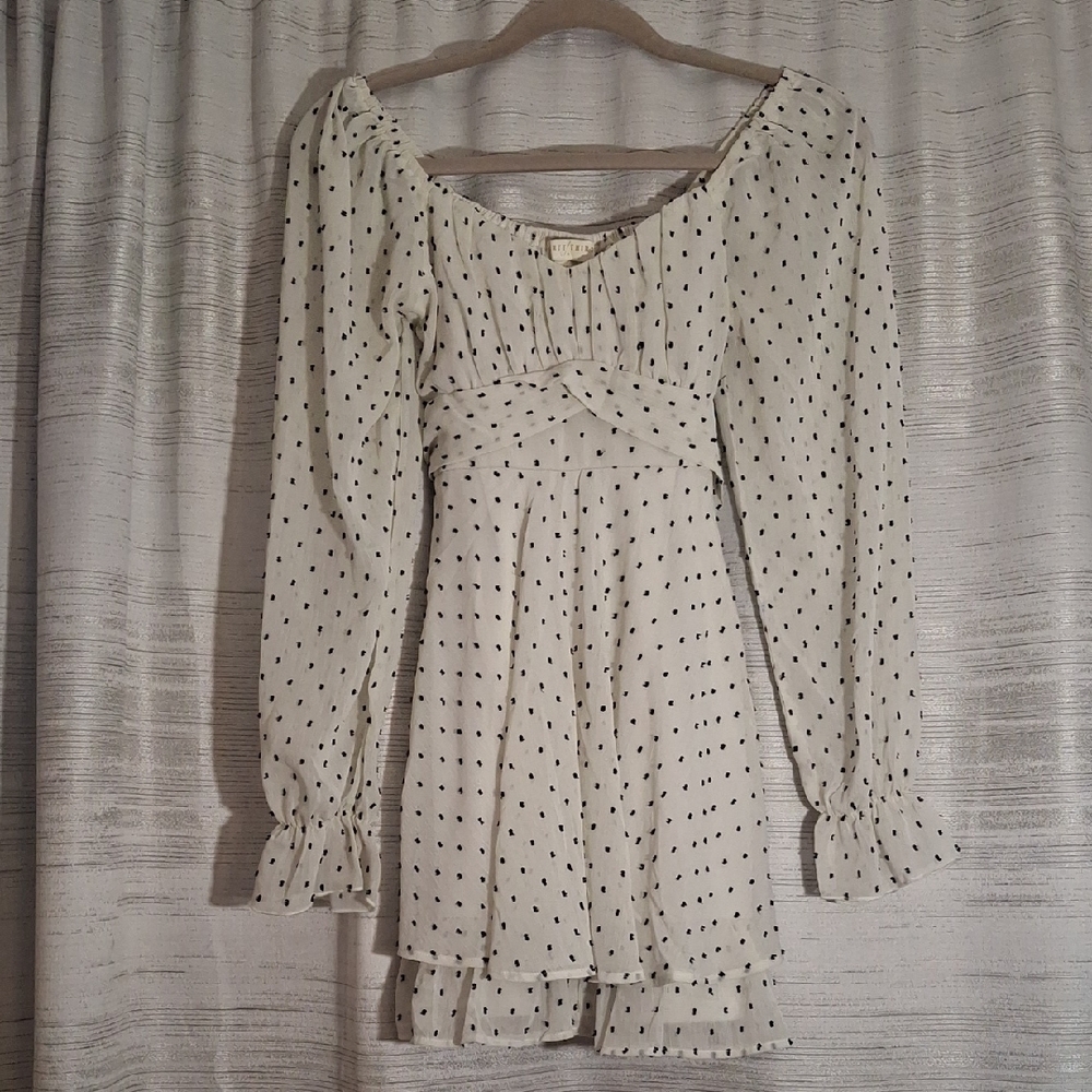 Thirty Thirty Cream Mini Dress with Black Swiss Polka Dots XS